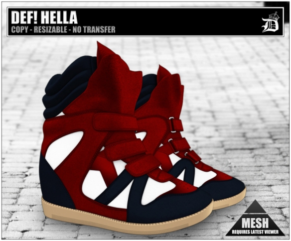 DEF! WEDGE SNEAKERS / HELLA / BLUE RED &amp; WHITE